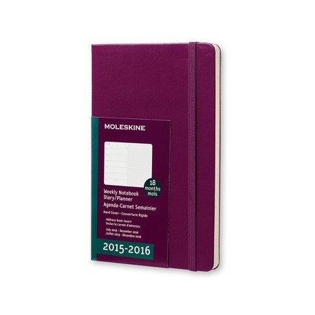 MOLESKINE AGENDA 18 MESI 2016 SETTIMANALE COPERTINA RIGIDA 13X21CM. VIOLA LNR.PRODOTTO ORIGINALE