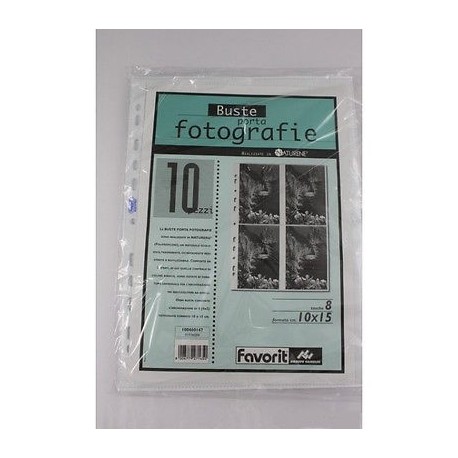 BUSTE FORATE PORTAFOTO 10X15 4 TASCHE A FORATURA UNIVERSALE23,5X31,4CM.TRASPARENTI FAVORIT ITALY