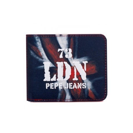 PORTAFOGLIO PEPE JEANS LONDON ORIGINAL 73 LDN 10,5X8,5X1,5CM.BLU INTERNO ROSSO.CON ZIP PORTAMONETE PORTA CARD