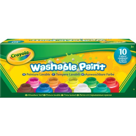 TEMPERA LAVABILE CRAYOLA CONFEZIONE 10 BOTTIGLIETTE DA 59ML.COLORI ASSORTITI. MADE IN USA