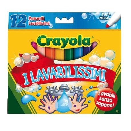 I LAVABILISSIMI 12 PENNARELLI PUNTA MAXI ULTRA LAVABILI CRAYOLA MADE IN USA