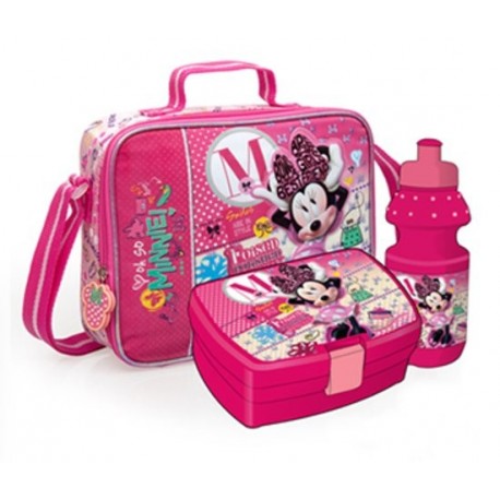 TRACOLLA PORTAMERENDE ACCESSORIATA MINNIE DISNEY ORIGINAL CONTIENE 1 BORRACCIA PIU CONTENITORE MERENDE IN PVC