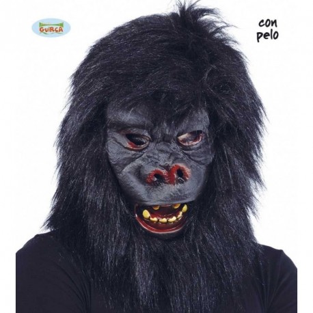 MASCHERA COMPLETA GORILLA CON PELO NERA POLIESTERE