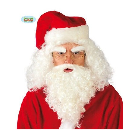 PARRUCCA CON BARBA BIANCA RICCIA BABBO NATALE (BARBA INCLUIDA9 PAPA NOEL GUIRCA WIG