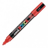 UNIPOSCA ROSSO PC 5M POSTER COLOURED MARKER BULLET TIP/MEDIUM LINE OPAQUE WATER BASED