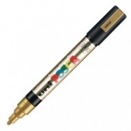 MARKER UNIPOSCA ORO/GOLD PC-5M BULLET TIP MEDIUM LINE OPAQUE WATER BASED 1.8-2.5MM.