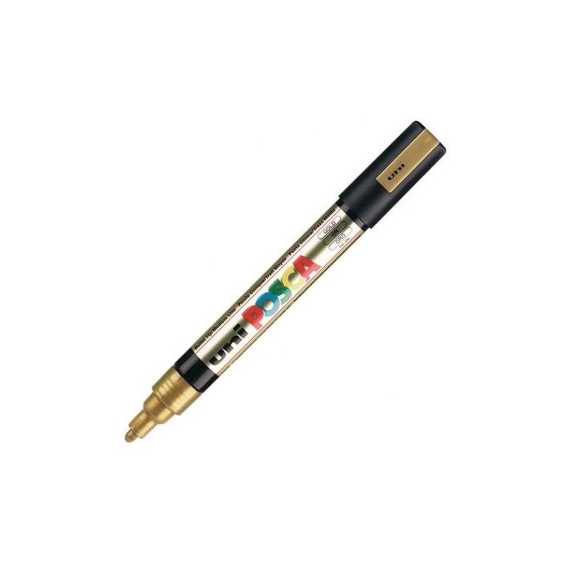 MARKER UNIPOSCA ORO/GOLD PC-5M BULLET TIP MEDIUM LINE OPAQUE WATER BASED  1.8-2.5MM.