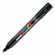 UNIPOSCAPOSTER COLOURED MARKER PC-5M NERO/BLACK.BULLET TIP MEDIUM LINE OPAQUE WATER BASED 1.8-2.5