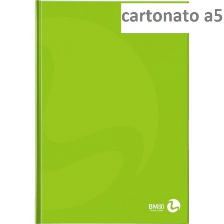 QUADERNO A5 192 PAGINE 5MM.COPERTINA CARTONATA RIGIDA COLORI LUCIDI BLU/AZZURRO/VERDE/ROSSO/GIALLO/ARANCIO BM ITALY
