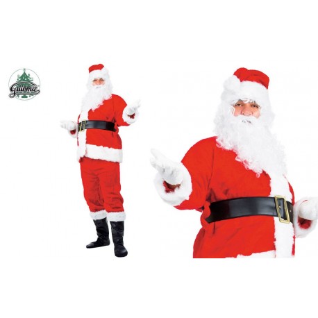 VESTITO BABBO NATALE COMPLETO DI 8 PZ.ALTA QUALITA GIACCA PANTALONI GUANTI CAPPELLO BARBA CINTURA COPRI STIVALI CAMPANA