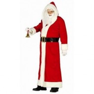 VESTITO CAPPOTTO BABBO NATALE ADULTO COMPLETO 4 PEZZI BARBA CINTURA CAPPOTTO E CAMPANACCIO.ALTA QUALITA