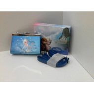 PORTAFOGLIO CON TRACOLLA FROZEN DISNEY ORIGINAL 12X9CM. CLICK CLACK IN SCATOLA REGALO STAMPATA.ACCADEMIA ITALY