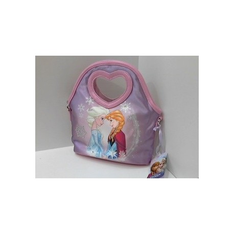 BORSA CUORE CON TRACOLLA FROZEN DISNEY ORIGINAL ROSA CON APPLICAZIONI 25X26X8CM.CON SACCA X CUSTODIA.ACCADEMIA ITALY