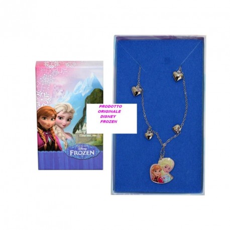 COLLANA CON PENDENTI FROZEN DISNEY ORIGINAL IN SCATOLA REGALO STAMPATA.ACCADEMIA ITALY