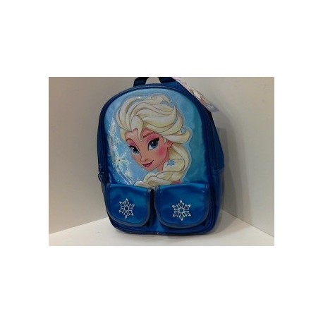 FROZEN DISNEY ORIGINAL ZAINO 30X23X10CM. SPECIAL MAGIC ASILO E TEMPO LIBERO CON 2 TASCHE BLU CON SACCA OMAGGIO.