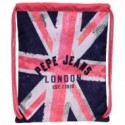 GYM SAC PEPE JEANS LONDON BONNY GIRL ORIGINAL ZAINO A SACCA CON SPALLACCI IN CORDURA 35X44CM.FANTASIA BANDIERA LONDON