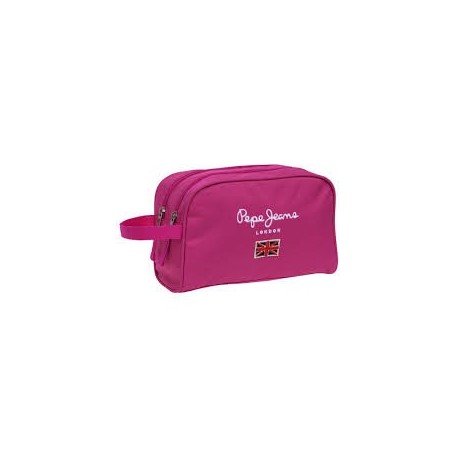 NECESER ADAP 2 ZIP PEPE JEANS LONDON ORIGINAL PINK BEAUTY DA VIAGGIO 26X16X12CM.100% POLIESTERE FUCSIA