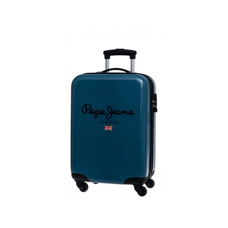 VALIGIA TROLLEY RIGIDO DA VIAGGIO ABS 4 RUOTE PEPE JEANS LONDON ORIGINAL  BLU 37X55X20CM.BAGAGLIO A