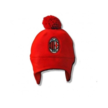 CAPPELLINO IN PILE AC MILAN ROSSO CON PON PON NERO PRODOTTO UFFICIALE MIS.2/4 ANNI