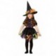 COSTUME CARNEVALE STREGA/BRUJITA HALLOWEEN 2 PEZZI VESTITO PIU. CAPPELLO 3/4 ANNI 100% POLIESTERE ALTA QUALITA. COD85517