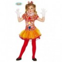 COSTUME FESTE CARNEVALE/PARTY PAGLIACCIO BAMBINA 10/12ANNI VESTITO/DIADEMA/COPRICOLLO. CLOWN PAJASITA COD.83398