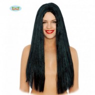 PARRUCCA LUNGA NERA LISCIA 60CM.SUPER MELENA PELUCAS GUIRCA WIG HIGH QUALITY PER FESTE DI CARNEVALE HALLOWEEN PARTY