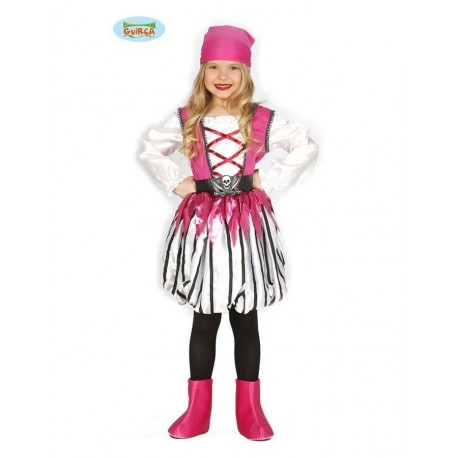 COSTUME PER FESTE DI CARNEVALE E PARTY VARI PIRATA ROSA 3/4 ANNI VESTITO/CINTURA/BANDANA COD.83240 (PINK PIRATE)