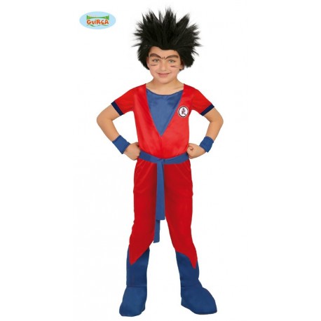 COSTUME CARNEVALE NINJA ROJO DRAGON BALL GOKU ROSSO E BLU 4/6 ANNI VESTITO(COD.82760) 5 PEZZI CON (PARRUCCA COD.4823)