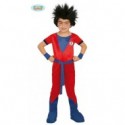 COSTUME CARNEVALE NINJA ROJO DRAGON BALL GOKU ROSSO E BLU 4/6 ANNI VESTITO(COD.82760) 5 PEZZI CON (PARRUCCA COD.4823)