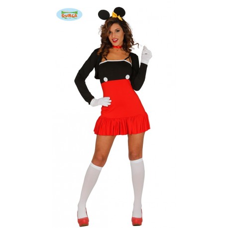 COSTUME CARNEVALE TOPOLINA SPANDEX ELASTICIZZATO VESTITO/ CERCHIETTO CON ORECCHIE/COPRISPALLE.TAGL. UNICA.COD.84408