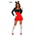 COSTUME CARNEVALE TOPOLINA SPANDEX ELASTICIZZATO VESTITO/ CERCHIETTO CON ORECCHIE/COPRISPALLE.TAGL. UNICA.COD.84408