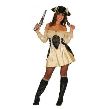 COSTUME PIRATA DELUXE DORATA PER FESTE E PARTY VARY.VESTITO COMPLETO DI CAPPELLO TAGLIA M COD.84415 GUIRCA