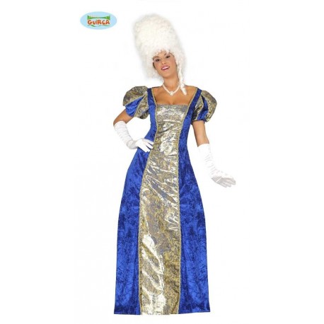 COSTUME CARNEVALE MARCHESA AZZURRA TAGLIA L VESTITO COMPLETO DI SOTTOVESTE PER FESTE E PARTY VARI.COD.84330