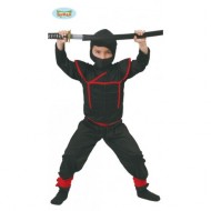 COSTUME CARNEVALE NINJA/SHINOBY 7/9 ANNI VESTITO CON CAPUCCIO E CINTURA 100%POLIESTER COD.81887 GUIRCA