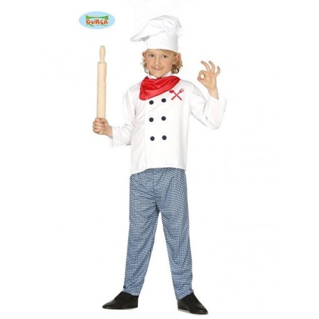 COSTUME CARNEVALE COCINERO CHUOCO MASTER CHEF BAMBINO 3/4 ANNI VESTITO CAPPELLO PANTALONI GIACCA FOULARD COD.83361