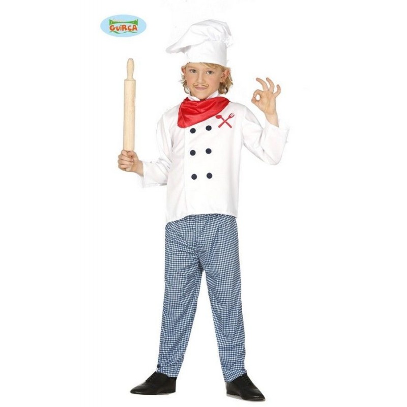 COSTUME CARNEVALE COCINERO CHUOCO MASTER CHEF BAMBINO 3/4 ANNI VESTITO  CAPPELLO PANTALONI GIACCA FOULARD COD.