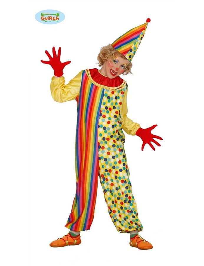 COSTUME CARNEVALE PAYASITA PAGLIACCIO CLOWN BAMBINA 7/9 ANNI VESTITO  COMPLETO DI CAPPELLINO NO ACCESSORI COD 10226 GUIRM - Parole e Pensieri