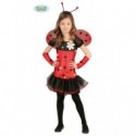 COSTUME CARNEVALE COCCINELLA BAMBINA 5/6 ANNI VESTITO COMPLETO ALI CERCHIETTO E MANICHE PER FESTE E PARTY VARI COD.82680