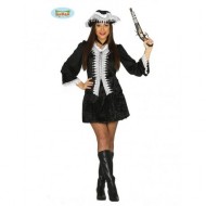 COSTUME CARNEVALE CORSARA/PIRATA NERA TAGLIA M VESTITO E CAPPELLO PER FESTE E PARTY VARI COD.84397 GUIRCA 8434077843970