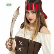 SPADA PIRATA 45CM.LAMA IN PLASTICA PLESSIBILE MANICO ANTICATO PER FESTE DI CARNEVALE COD.18355 GUIRCA 8434077183557