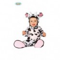 COSTUME CARNEVALE MUCCA PEZZATA BIMBI 6/12 MESI VESTITO COMPLETO TUTA/CAPUCCIO/SCARPINE COD.83320 GUIRCA 8434077833209