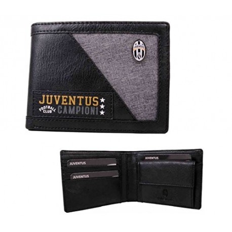 PORTAFOGLIO FC JUVENTUS ORIGINAL NERO E GRIGIO ECOPELLE 12,5X9,5X1,5X24,5CM.80%PU/20%PL.PRODOTTO UFFICIALE COD.13515