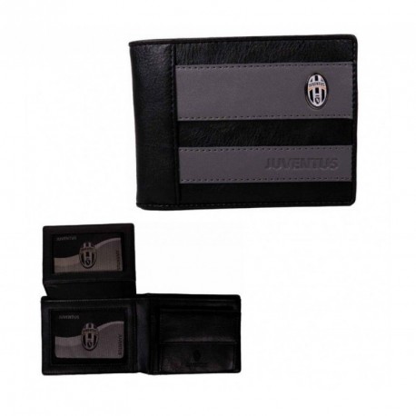 PORTAFOGLIO FC JUVENTUS 100%PU.NERO/GRIGIO 12,5X9,5X2X25CM.IN SCATOLA REGALO PRODOTTO UFFICIALE E.CASTELLANO IMMA ITALY