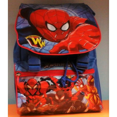 ZAINO ASILO DECORATO SPIDERMAN MARVEL ORIGINAL 32X22X9+4CM.TASCA ANTERIORE CON ZIP POLIESTER/PVC