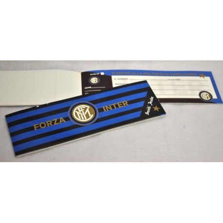 BLOCCHETTO 20 INVITI TIPO ASSEGNO FC INTERNAZIONALE ORIGINAL PER FESTE DI COMPLEANNO 7X22CM.PRODOTTO UFFICIALE