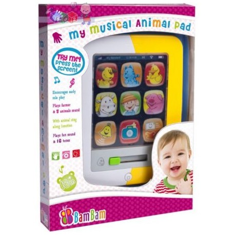 BAMBAM MY MUSICAL ANIMAL PAD/TABLET ARTICOLO EDUCATIVO CON SUONI 5 ANIMALS SOUND 16 TUNES ART.300239