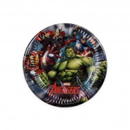 CONFEZIONE 8 PIATTI PICCOLI CARTA DECORATI AVENGERS POWER MARVEL ORIGINAL 19,5CM.