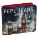 PORTAFOGLIO PEPE JEANS LONDON ORIGINAL 10,5X9X2CM.INTERNO ROSSO CON PORTAMONETE E PORTA CARD 100% POLIESTERE