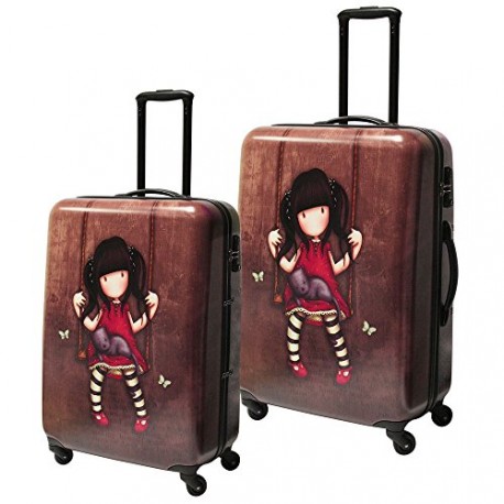 SET VIAGGIO 2 TROLLEY ABS 4 RUOTE GORJUSS SANTORO ORIGINAL PICC.BAG.A MANO  37X55X20CM.GRANDE 55X69X25CM.GARANZIA 2 ANNI - Parole e Pensieri