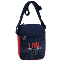 TRACOLLA UOMO PEPE JEANS LONDON DALTON ORIGINAL 17X21X7CM.2 ZIP CON TASCA ESTERNA BLU E ROSSA. 100% POLIESTERE